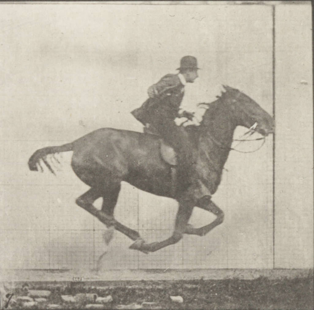 Ein Mann reitet ein Pferd.