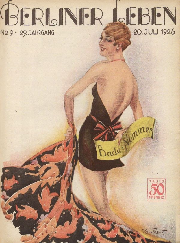 Schwarze und weiße Illustration von Frauen, die 1932 Frühjahrs- und Sommerkleider tragen, begleitet von beschreibendem Text.