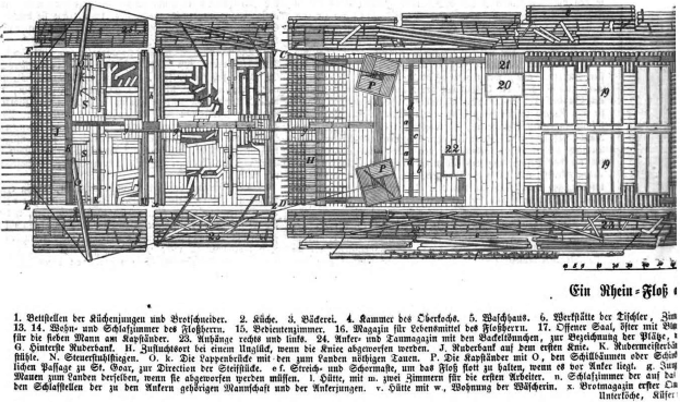 Eine Zeichnung eines Gebäudes mit vielen Fenstern und einer Tür, das als erstes deutsches Haus im 18. Jahrhundert erbaut wurde, begleitet von Text auf demselben Papier.