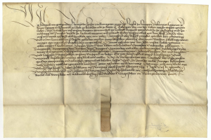 Ein vergilbtes, altes Stück Papier mit schwarzer Handschrift, ein Schreiben des deutschen Staates, in dem die Freigabe einer Petition für den Tod eines Mannes erbeten wird.