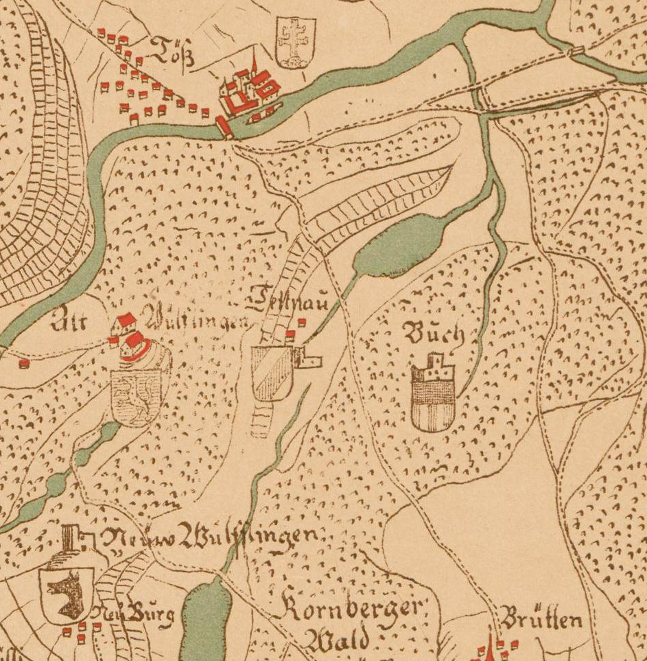 Ein detaillierter alter Stadtplan von Berlin, Deutschland, der die Schlacht an der Rhine River zeigt, mit beschrifteten Städten, Dörfern und dem Verlauf des Flusses, begleitet von beschreibendem Text über die Schlacht.