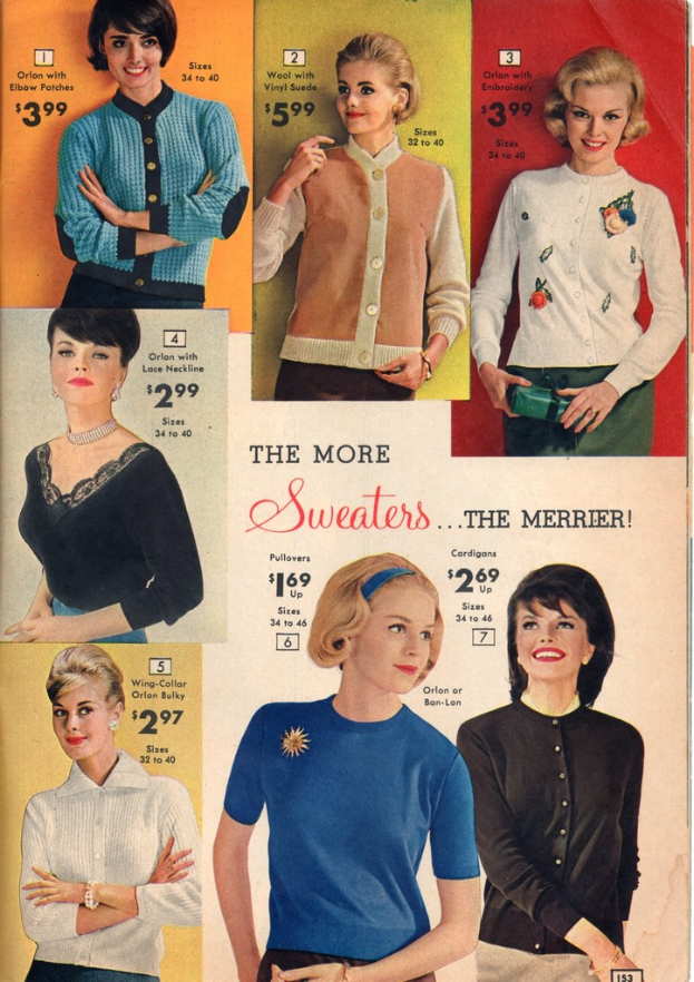 Ein Collage mit verschiedenen Bildern von Frauen in unterschiedlichen Kostümen, jedes begleitet von Text und Dollarzeichen.