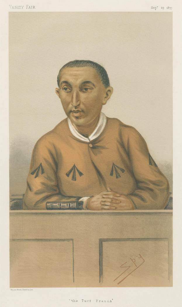 Ein Mann in einem weißen Hemd und dunklen Hosen sitzt an einem Tisch mit gefalteten Händen und sieht ernst aus, mit dem Text "Die Rasenbetrüger" unten.