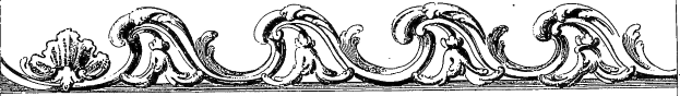 Schwarz-weißes dekoratives Design mit dem Wort "Ländlich" in fetter Schrift in der Mitte, mit detailreichen Schwüngen und Kurven.