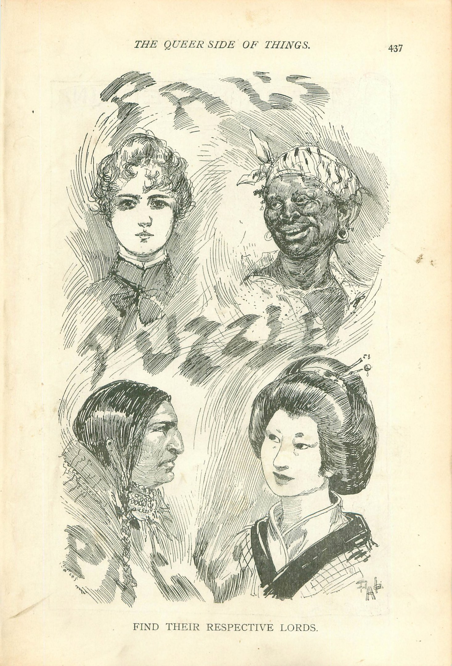 Buchumschlag mit der Aufschrift "Die queer Seite der Dinge" mit vier illustrierten Frauenköpfen.