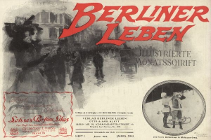 Altes Buch mit dem Titel 'Berliner Leben' mit einem Foto von Menschen in traditioneller deutscher Kleidung auf dem Cover und deutschem Text auf dem Rücken.